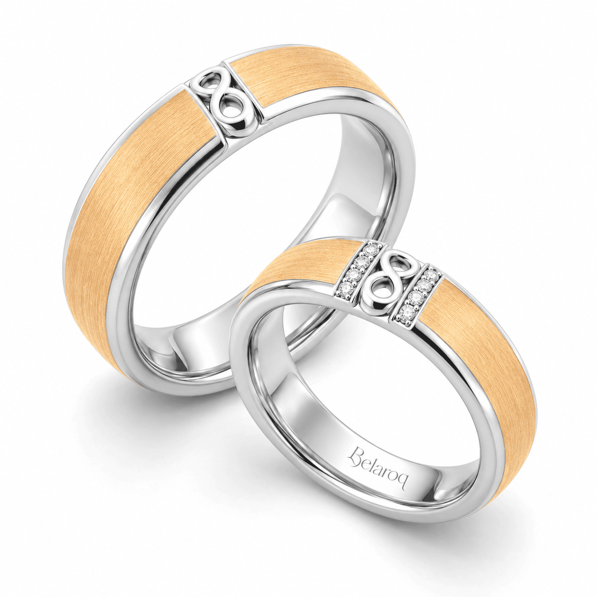 Belaroq Deloriamarivelle Round Pavé Wedding Ring Set