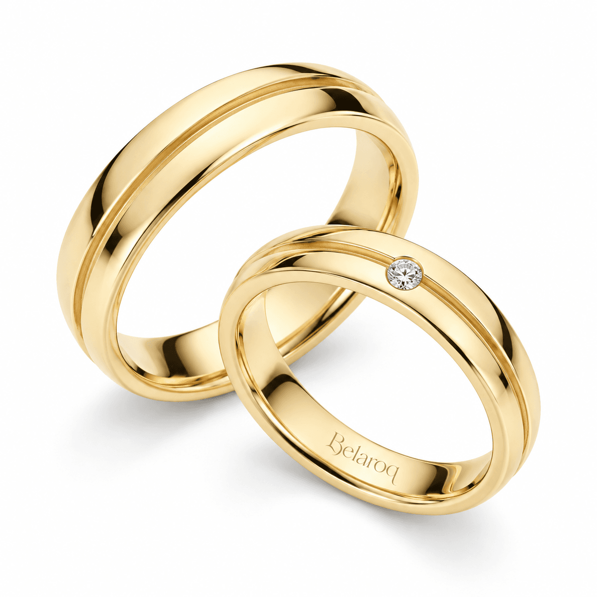 Belaroq Vionelleaveline Round Flush Wedding Ring Set
